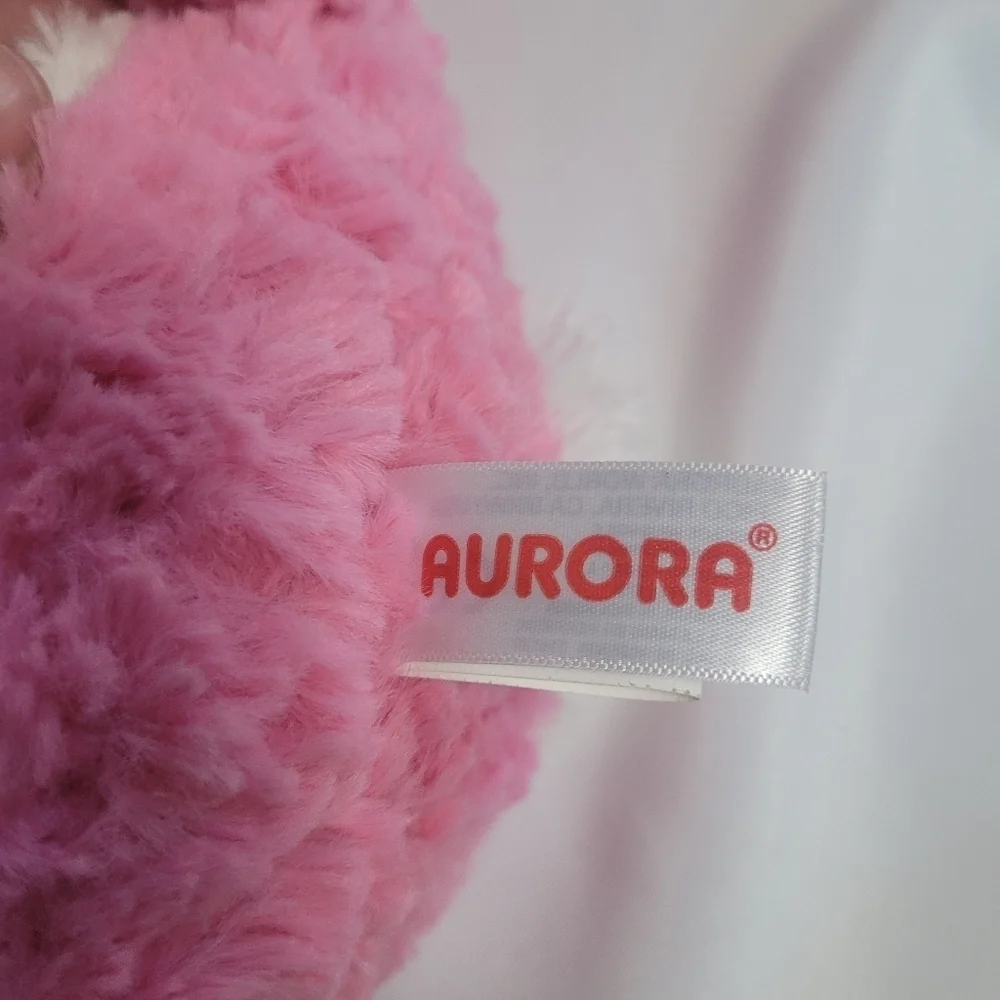 Aurora Jelly Roll Tulip Bean Bag Bunny Plush Pink White - Picture 5 of 7